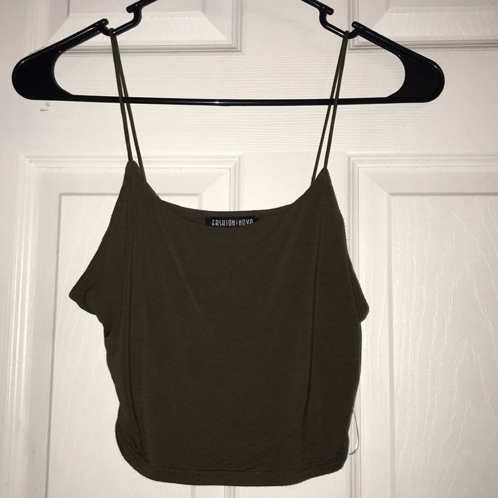 Olive Green String Crop Top